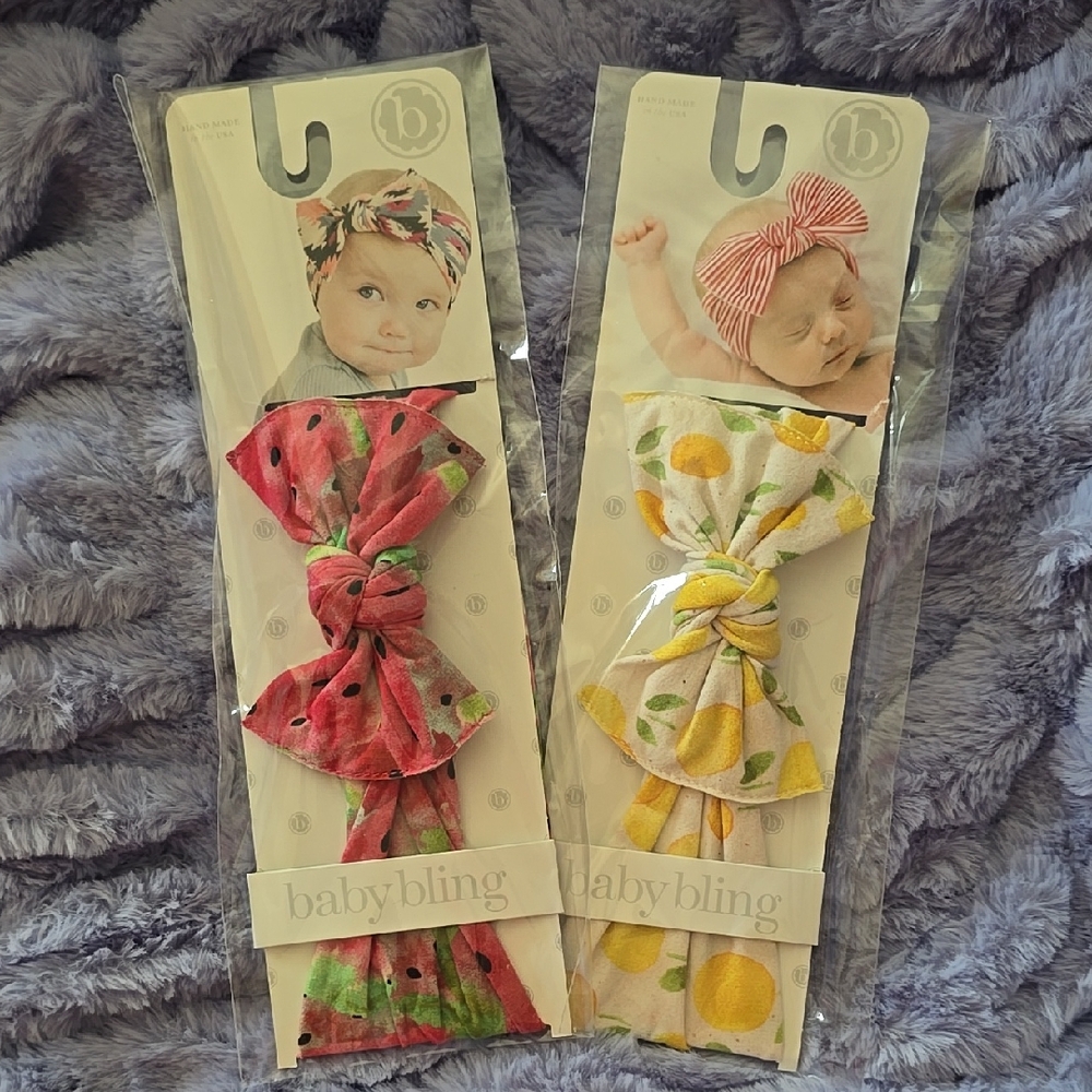 Pink and Yellow Fruit Print Headbands